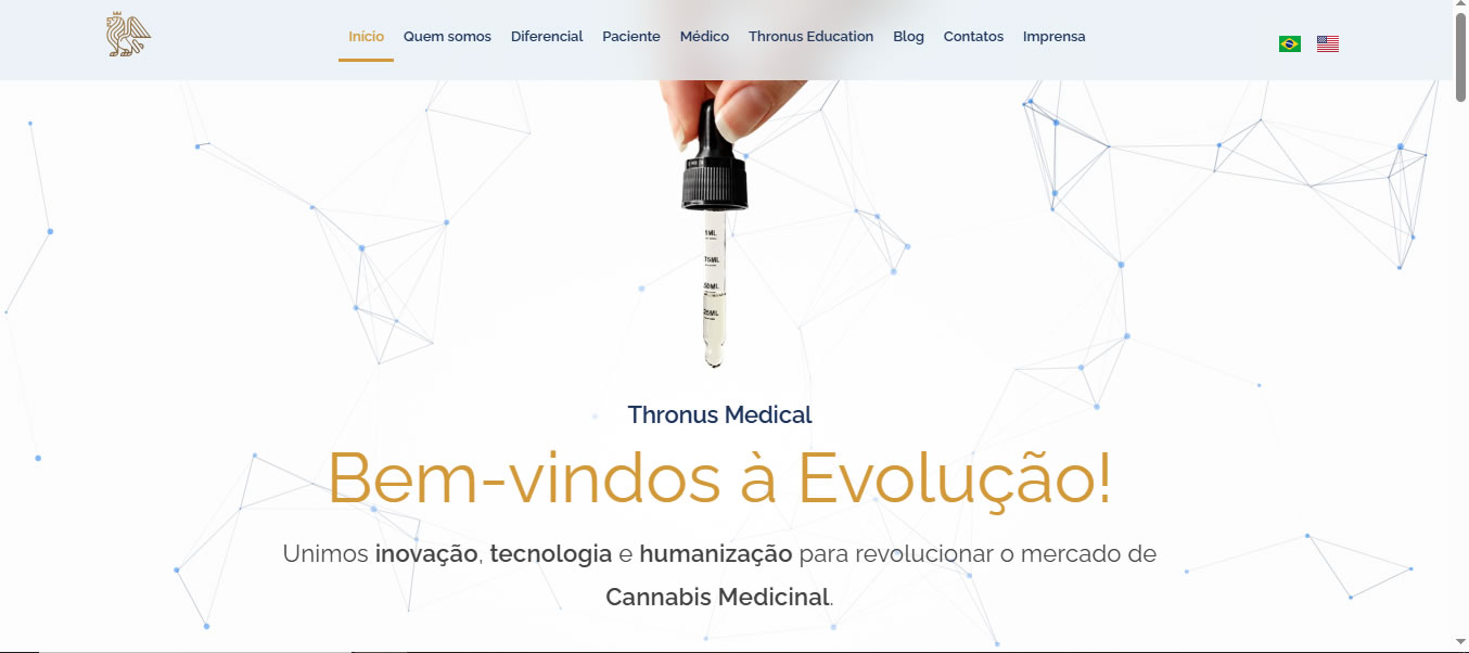 Print completo da home de Thronus Medical