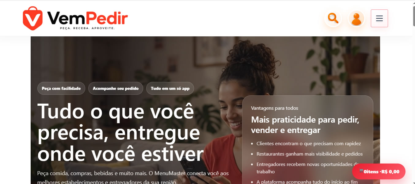 Print completo da home de VemPedir