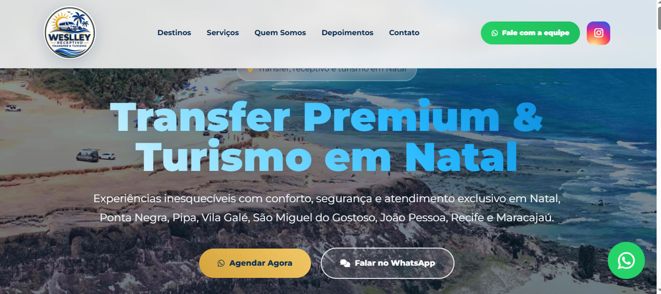 Print completo da home de Weslley Receptivo